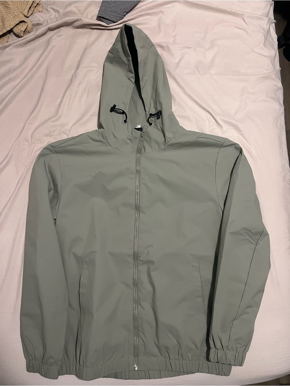 Men's Pea Green Hooded Windbreaker Jacket